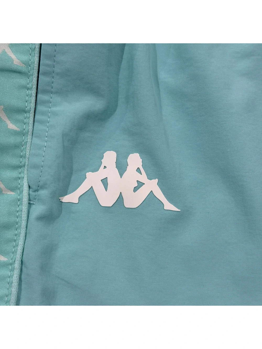 Kappa 222 Banda Coney Swim Shorts Men’s L Aqua Blue Logo Tape Trunks NWT